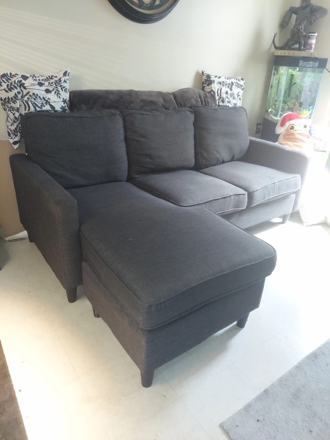 Dark Gray Sectional Sofa with Chaise