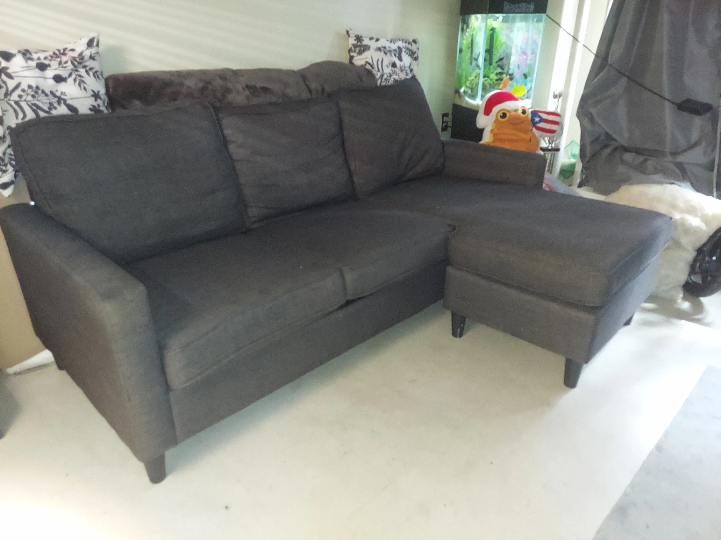 Dark Gray Sectional Sofa with Chaise - photo 2