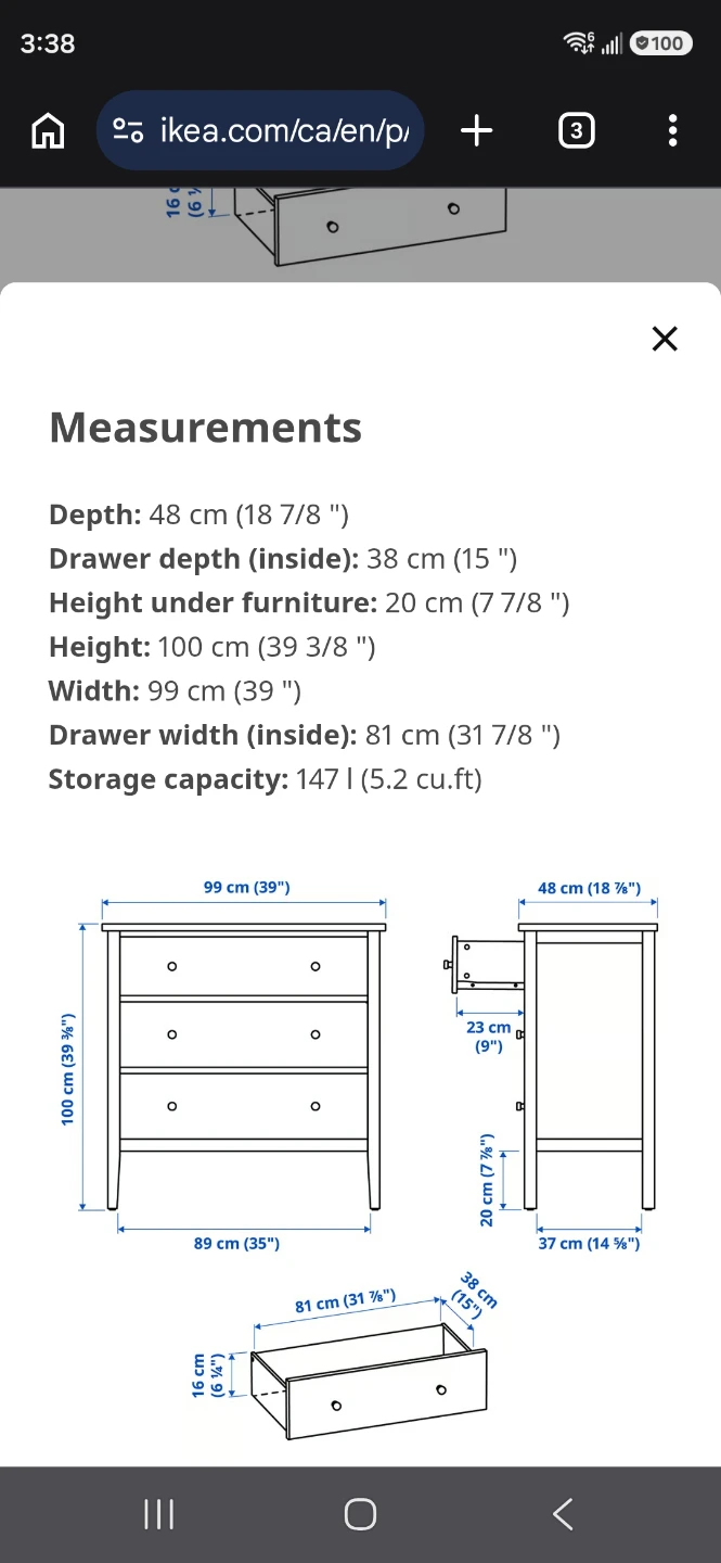 IKEA MALM 3-Drawer Chest White - photo 5