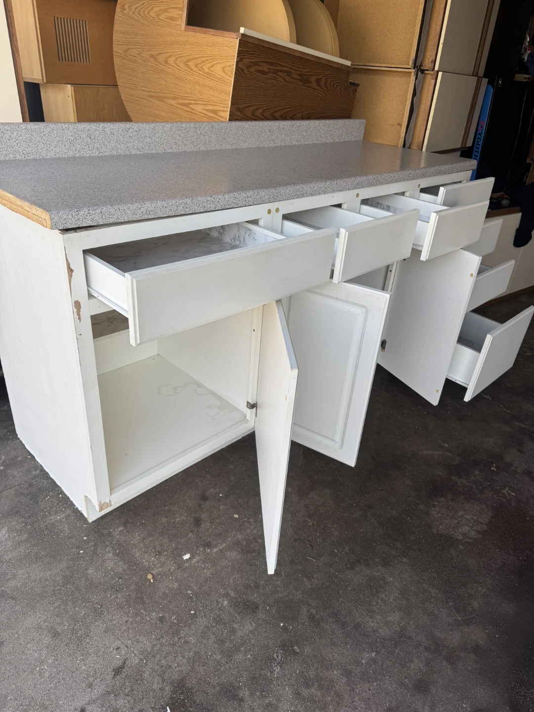 White Kitchen Base Cabinet with Countertop - photo 4