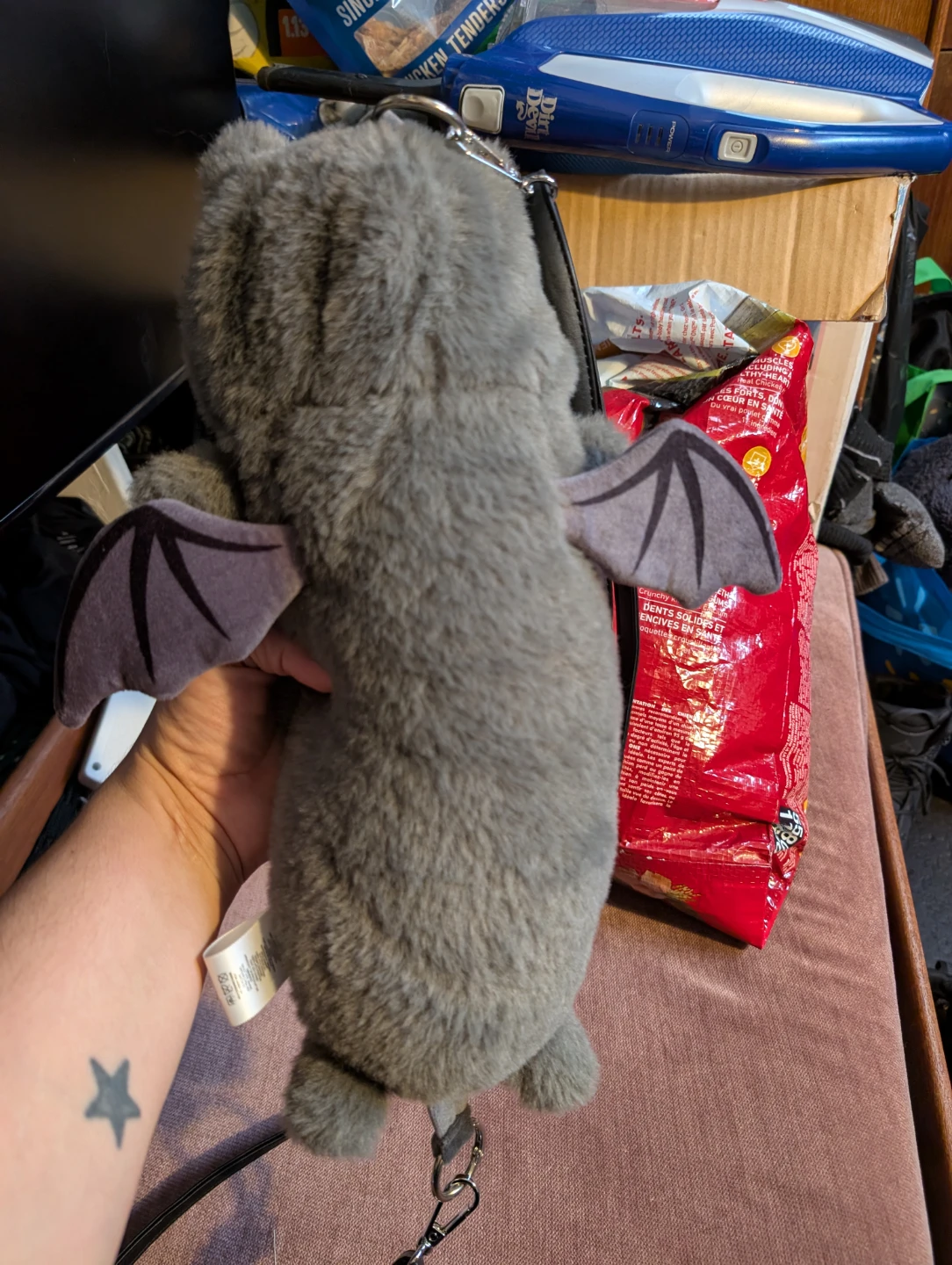 Grey Bat Cat Plush Pouch - photo 3