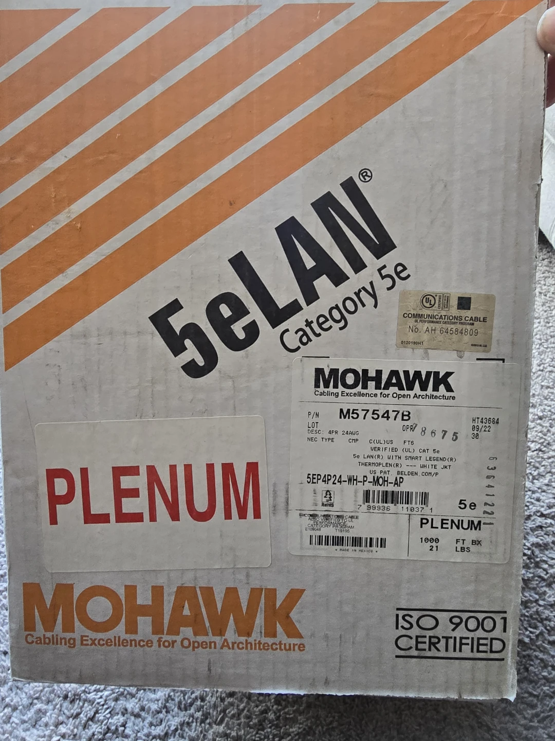 Mohawk / Belden - M57547B-1000FEET - 5e LAN Plenum, White - photo 3