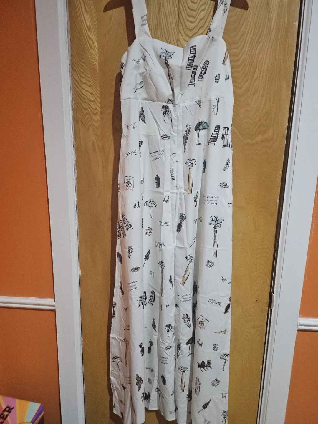 White Summer Dress with Vacation Print
