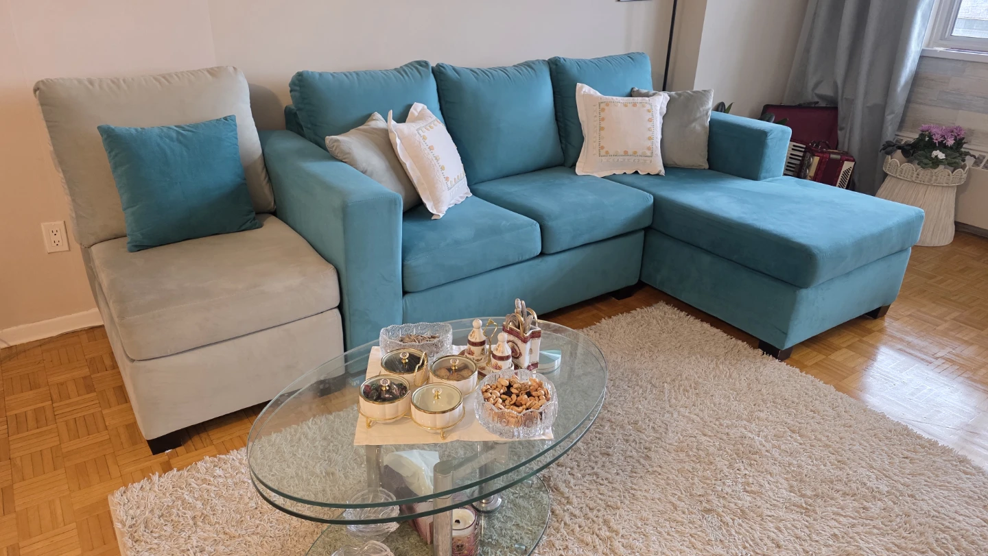 Teal Sectional Sofa with Chaise - photo 4