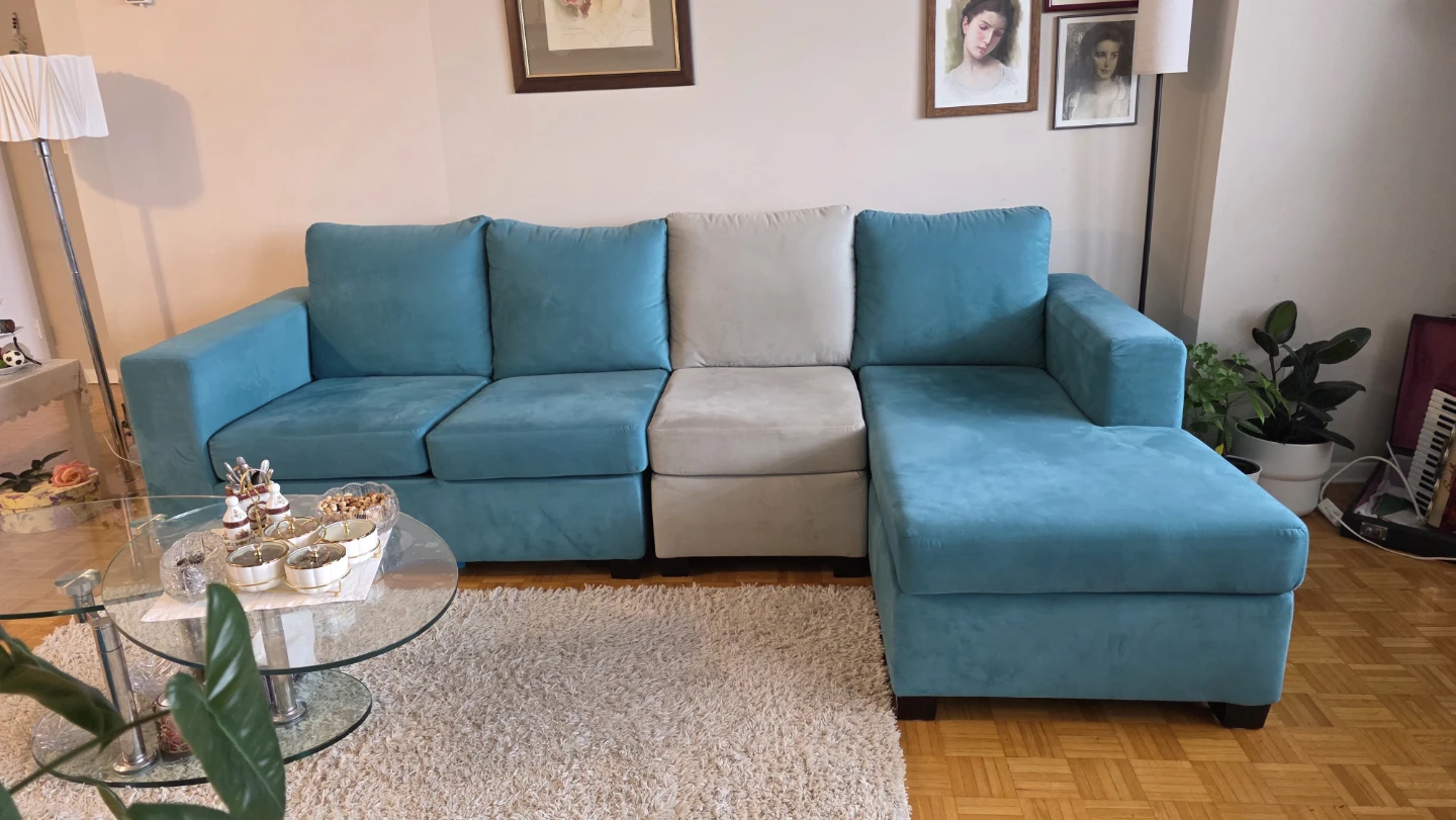 Teal Sectional Sofa with Chaise - photo 5