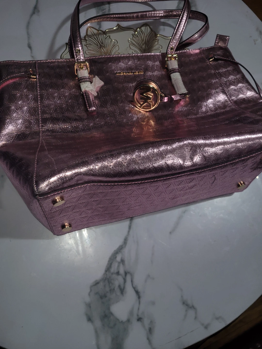 Michael Kors Rose Gold Metallic Tote Bag - photo 5