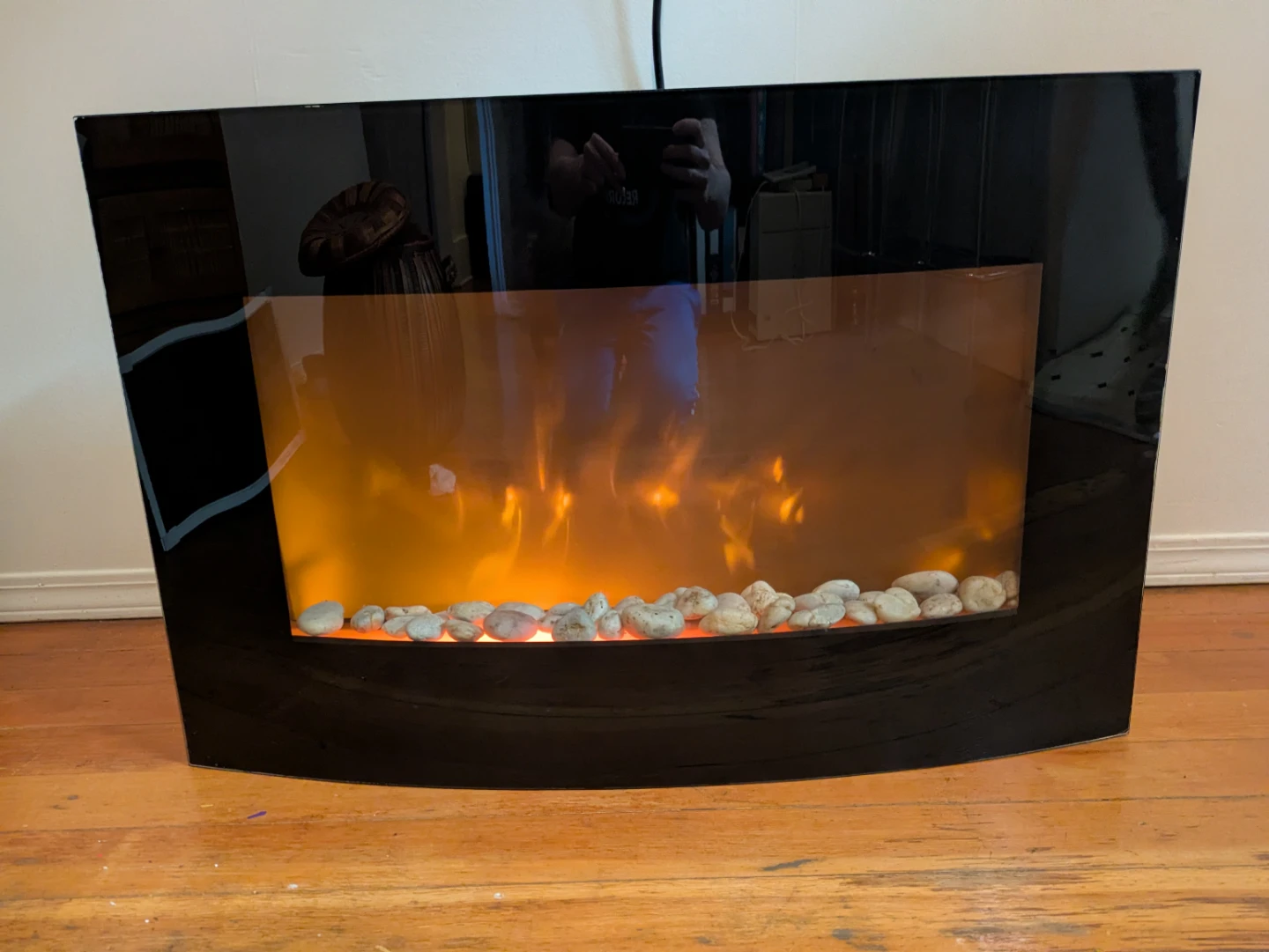 Black Electric Fireplace with Remote