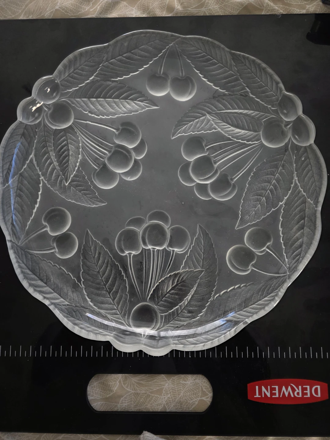 Vintage Mikasa 12 inch Glass Cherry Embossed Serving Platter