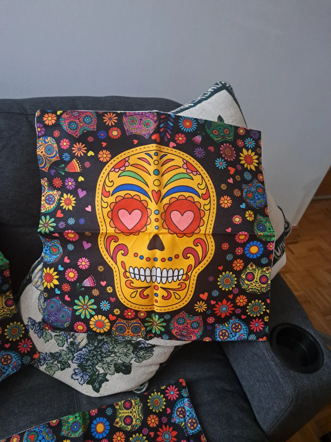 Day of the Dead Sugar Skull Pillow Covers (Set of 4) - photo 3