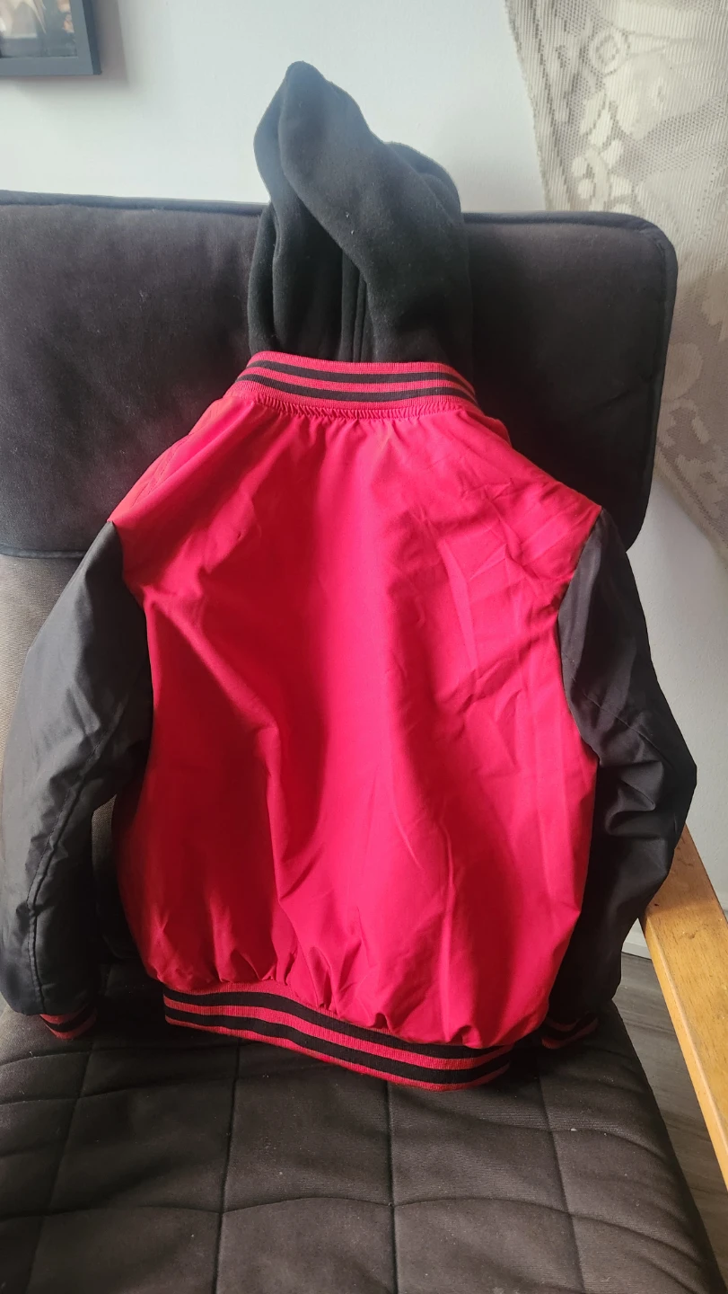 Red and Black Tokyo Japan Varsity Jacket with Hood - photo 2