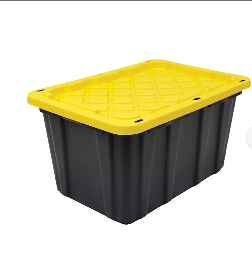 Clear Plastic Storage Bin with Teal Lid