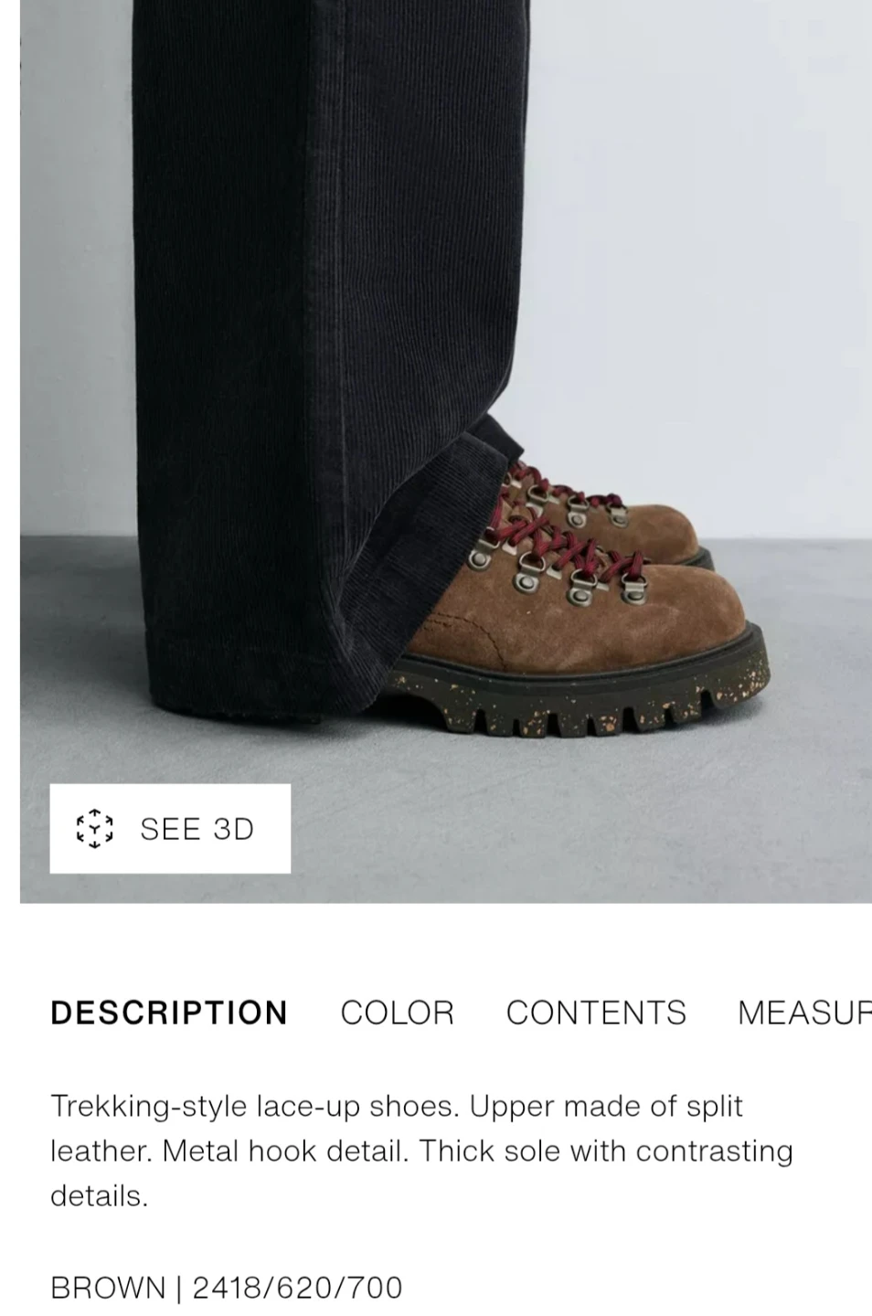 Zara Man Leather Trekking Style Lace-Up Shoes - Brown - photo 4