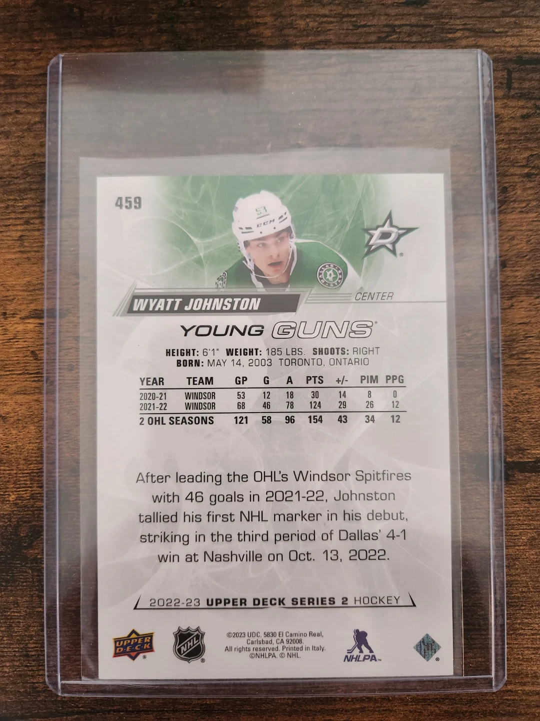 Wyatt Johnston Young Guns Hockey Card - photo 2