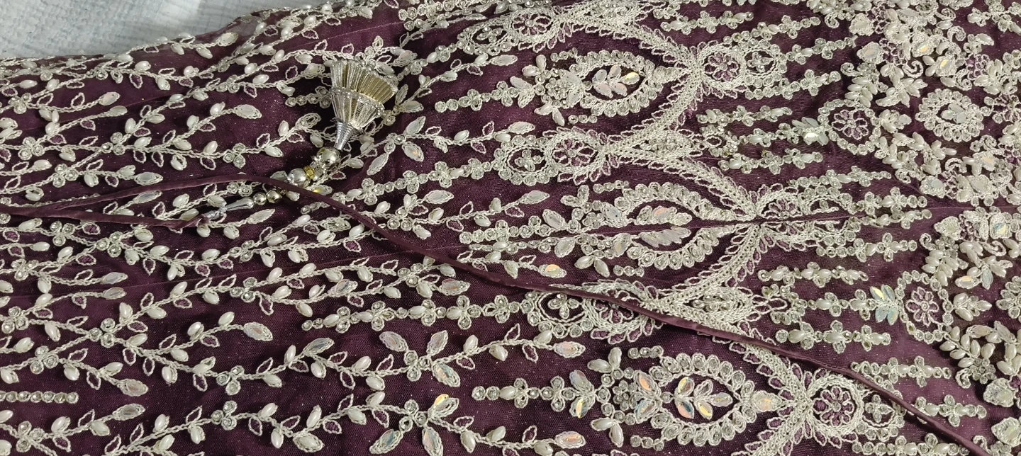 Dusty Mauve Bridal Lehenga | Heavy Off-White Embroidery - photo 5