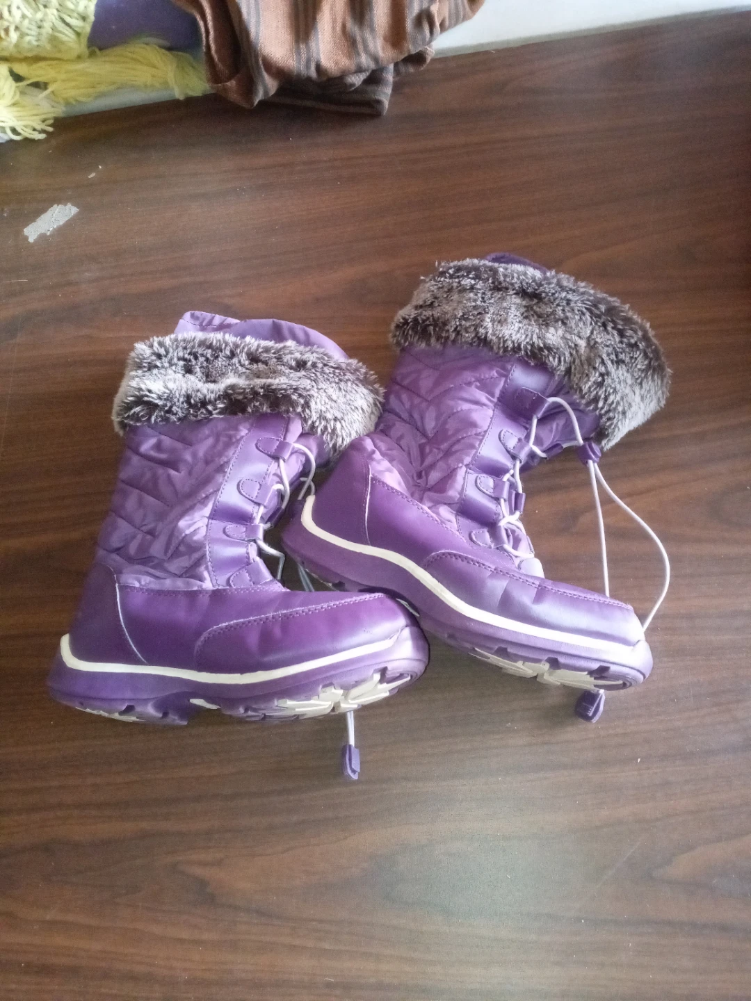 Lands' End Purple Winter Boots with Fur Trim
