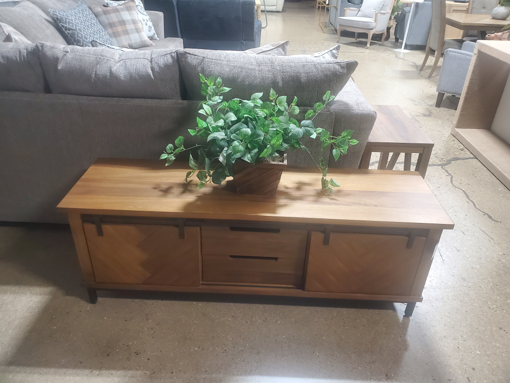 Wood Media Console with Sliding Barn Doors(New)