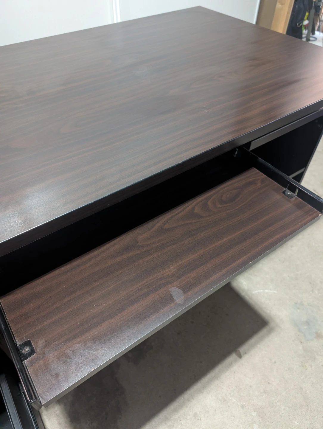 Dark Brown Desk with Drawers and Keyboard Tray - photo 3
