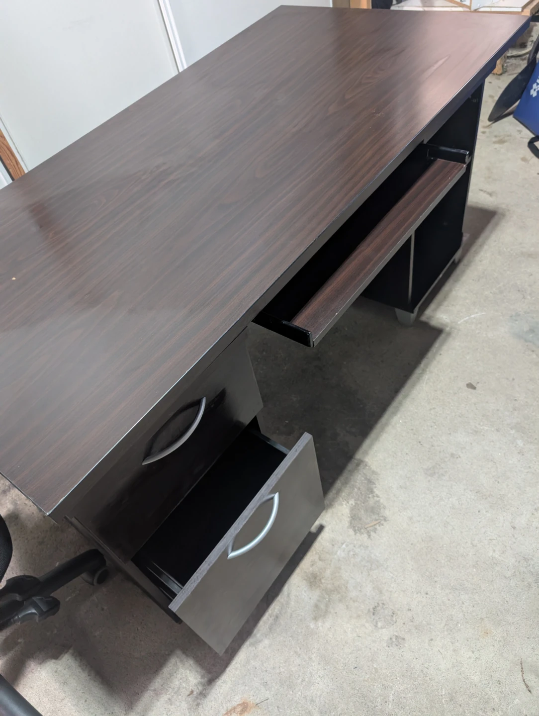 Dark Brown Desk with Drawers and Keyboard Tray - photo 5