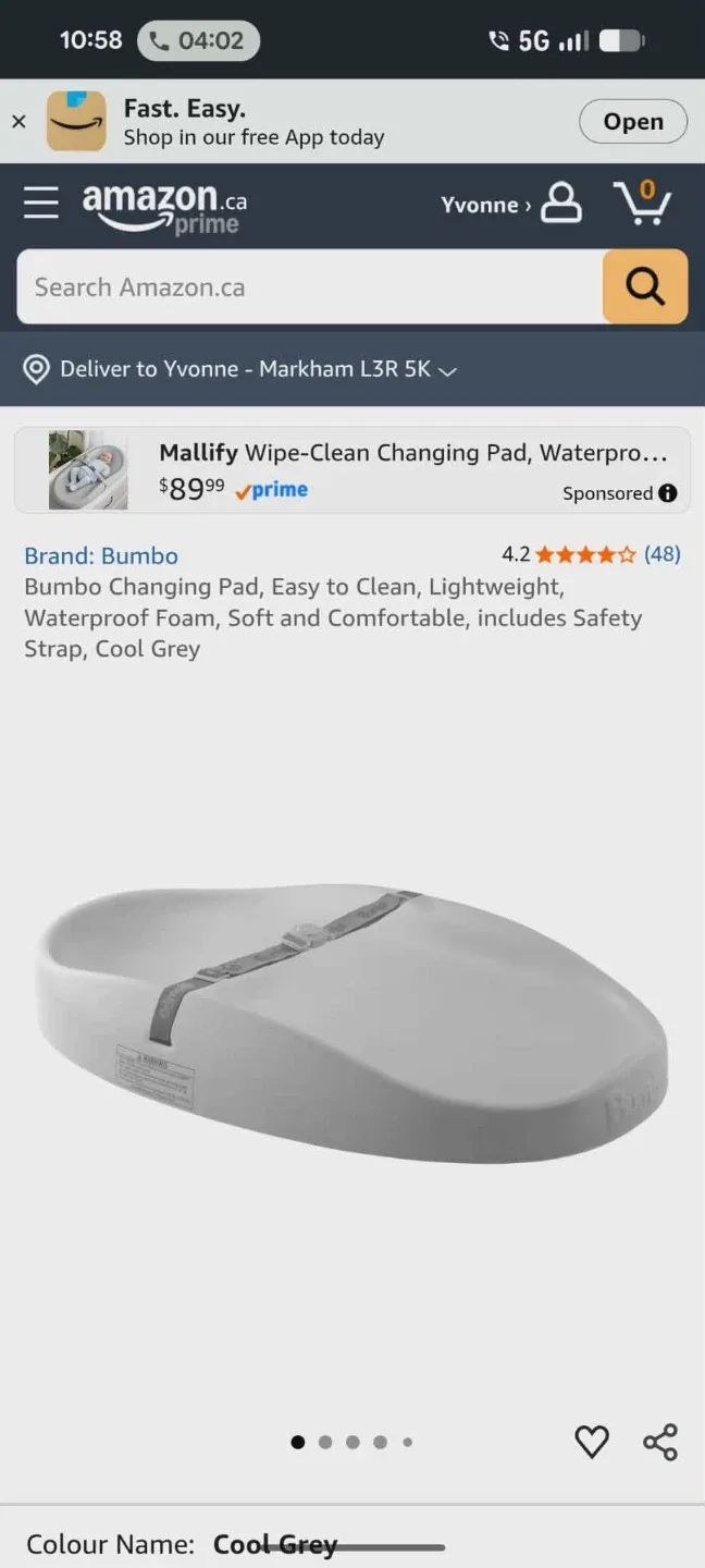 Bumbo Changing Pad - Cool Grey in good clean condition