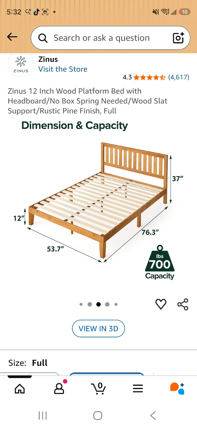 Zinus 12 Inch Wood Platform Bed Frame with Headboard - Full Size