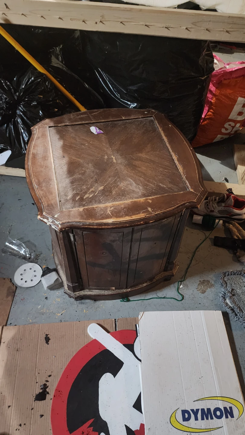 2 Vintage wooden side table with cabinet - photo 2