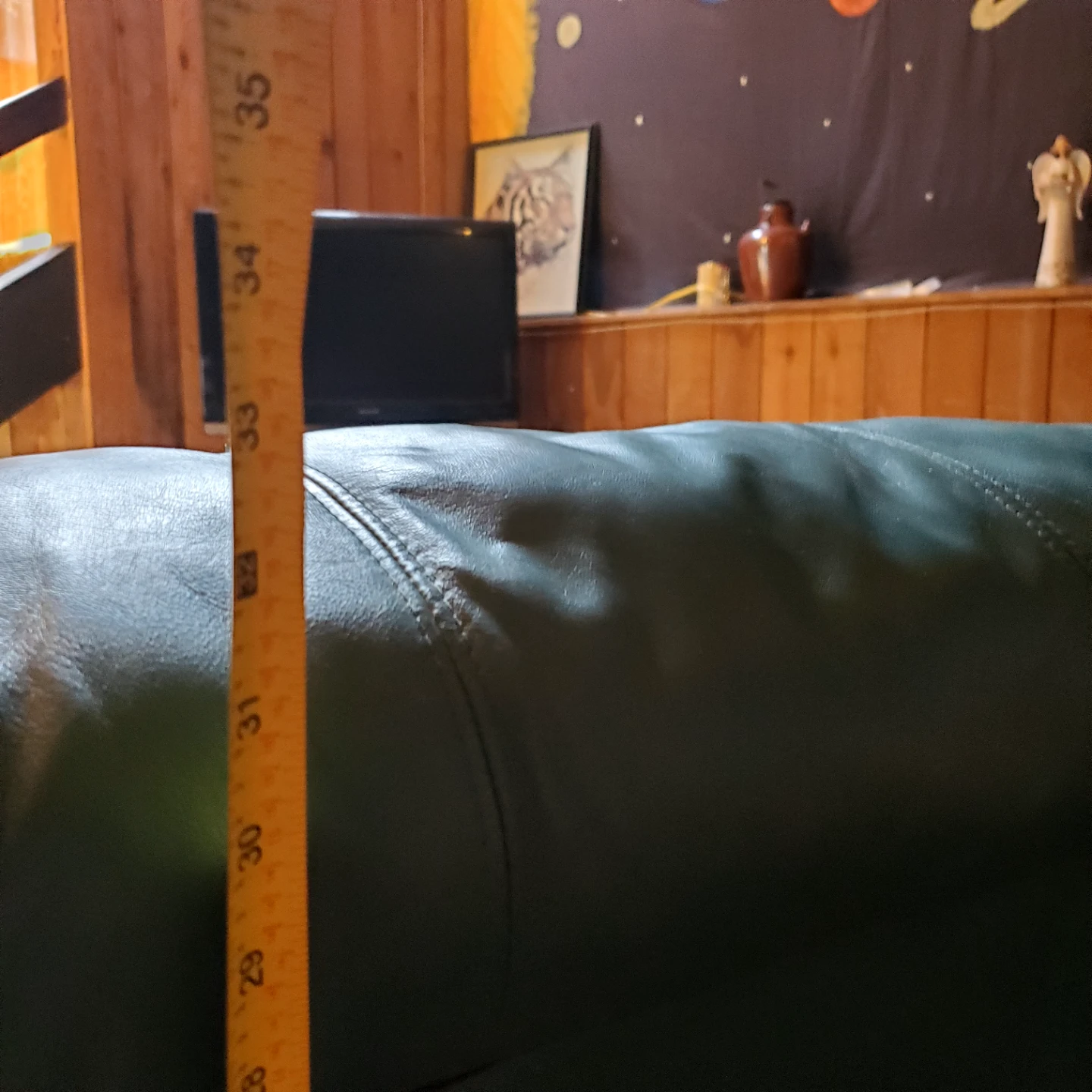 Teal Leather 3-Seater Sofa - photo 4