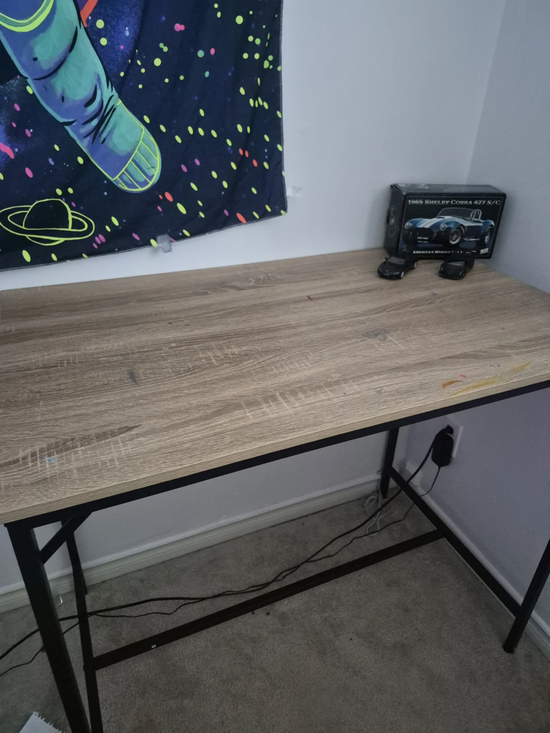 Wooden Desk with Black Metal Frame
