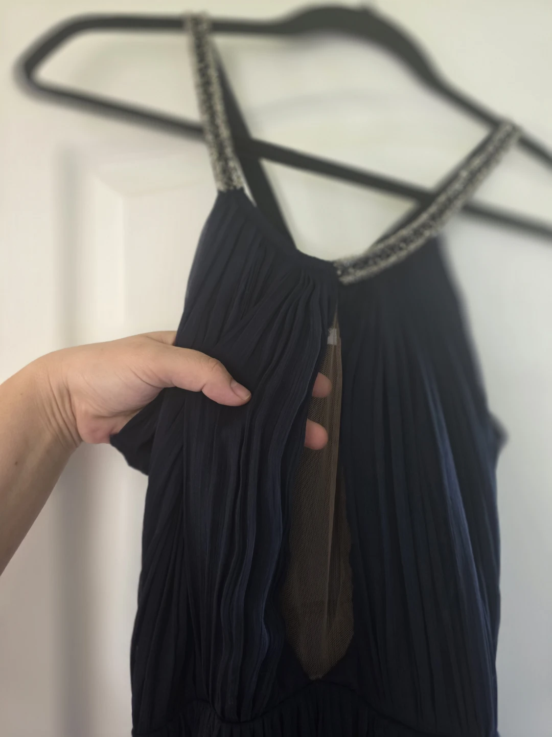 Mango Black Embellished Halter Maxi Dress Size S