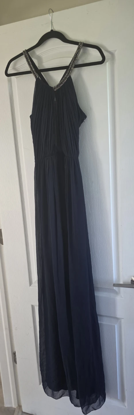 Mango Black Embellished Halter Maxi Dress Size S - photo 4