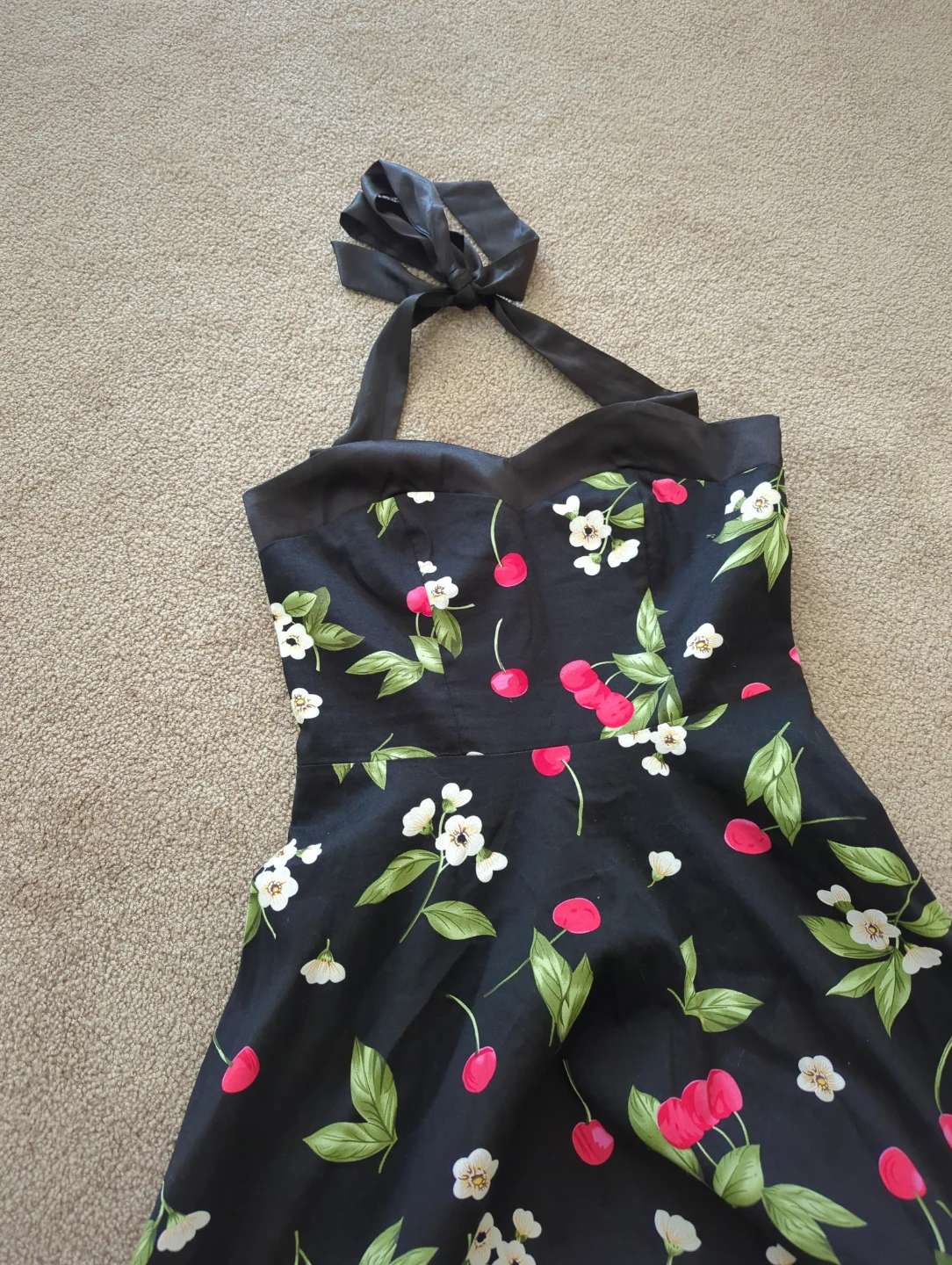 Black Cherry Print Halter Dress - photo 2
