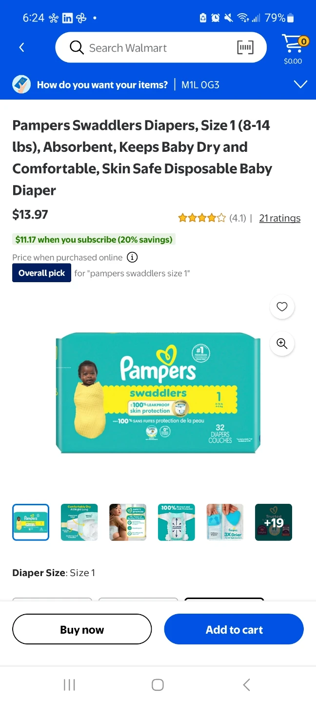 Sealed Pampers Swaddlers Diapers Size 1 - 32 Count