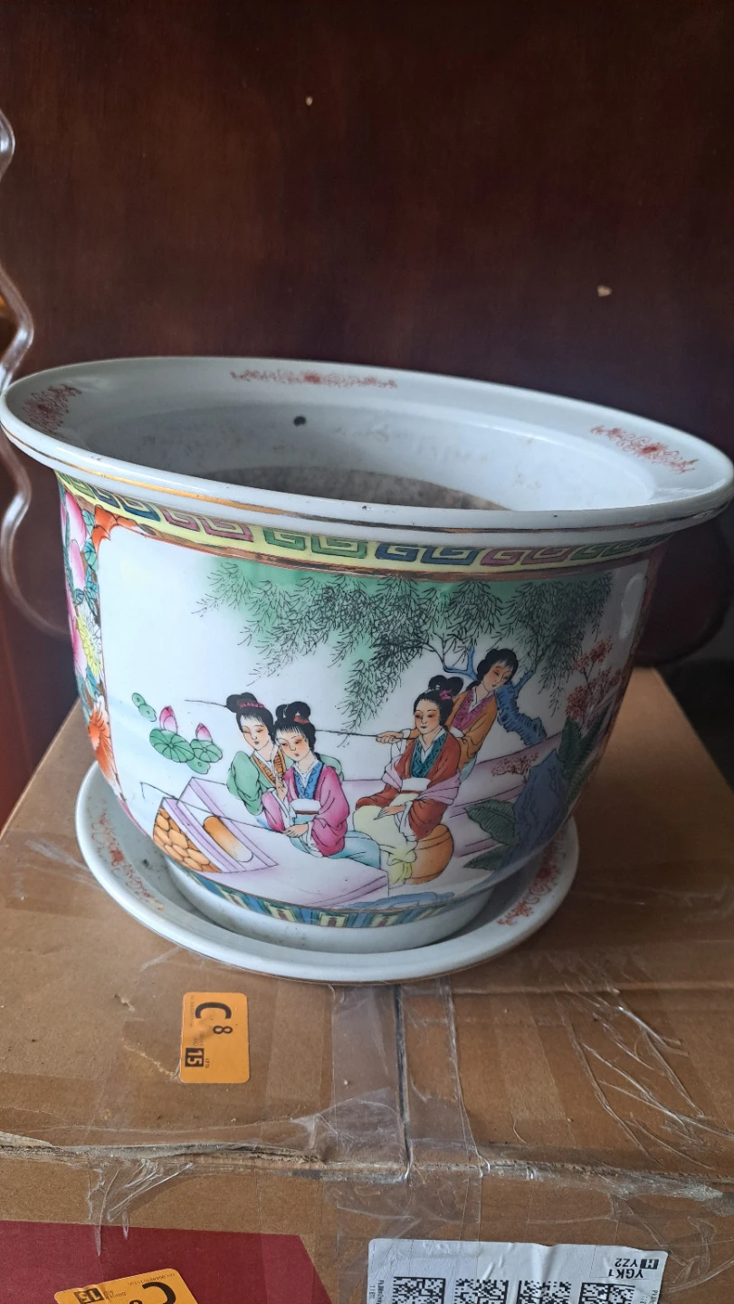 Vintage Chinese Planter Pot with Saucer - photo 2