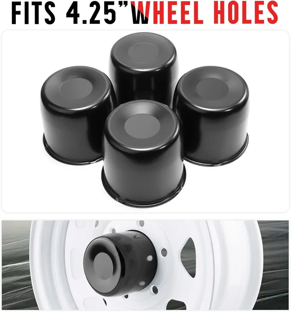 Set of 4 Black Center Caps for Wheels - photo 5