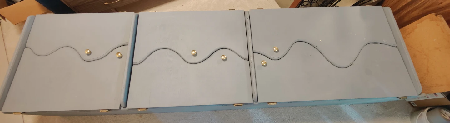 Grey Wooden Cabinet with Wavy Door Design