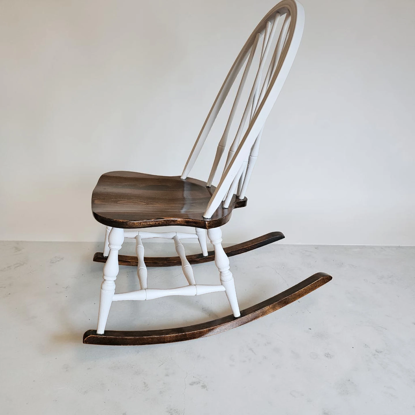Wooden Rocking Chair - White and Dark Wood Finish - photo 2