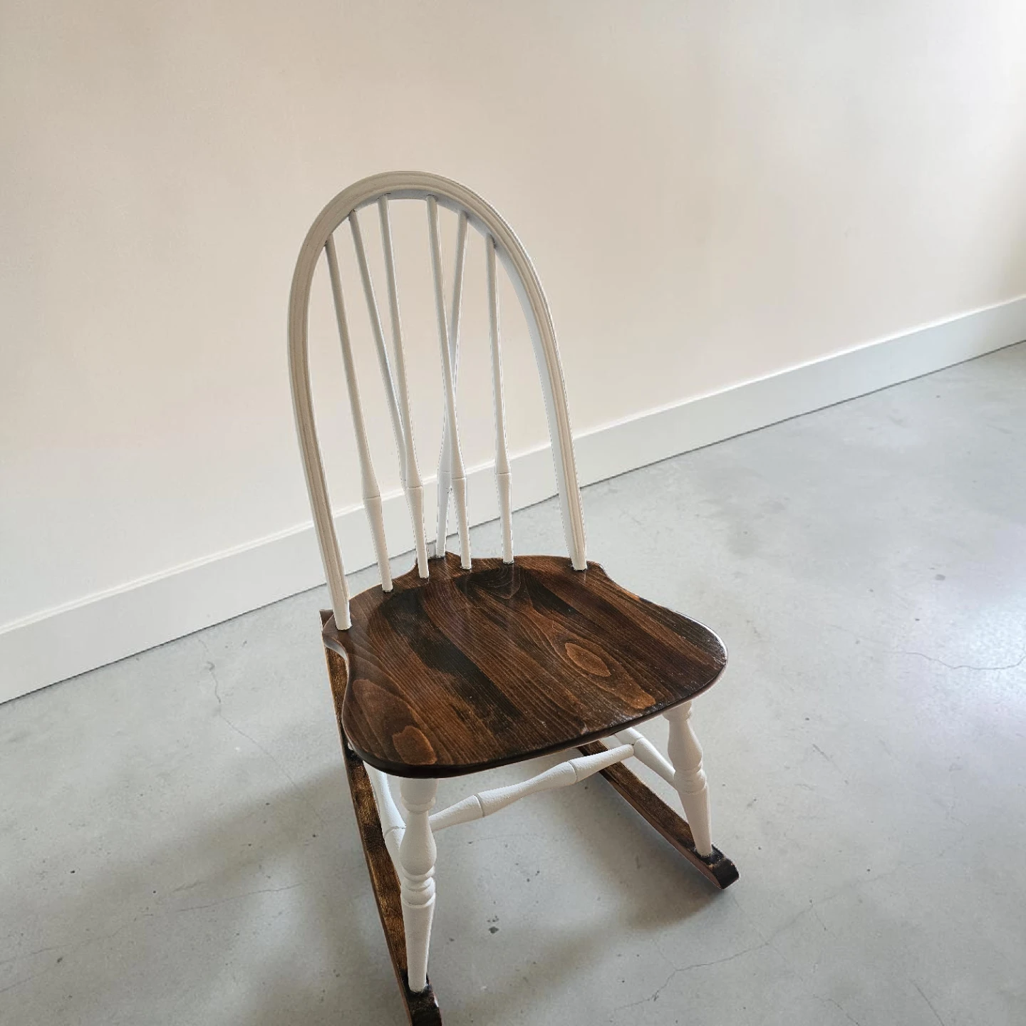 Wooden Rocking Chair - White and Dark Wood Finish - photo 3