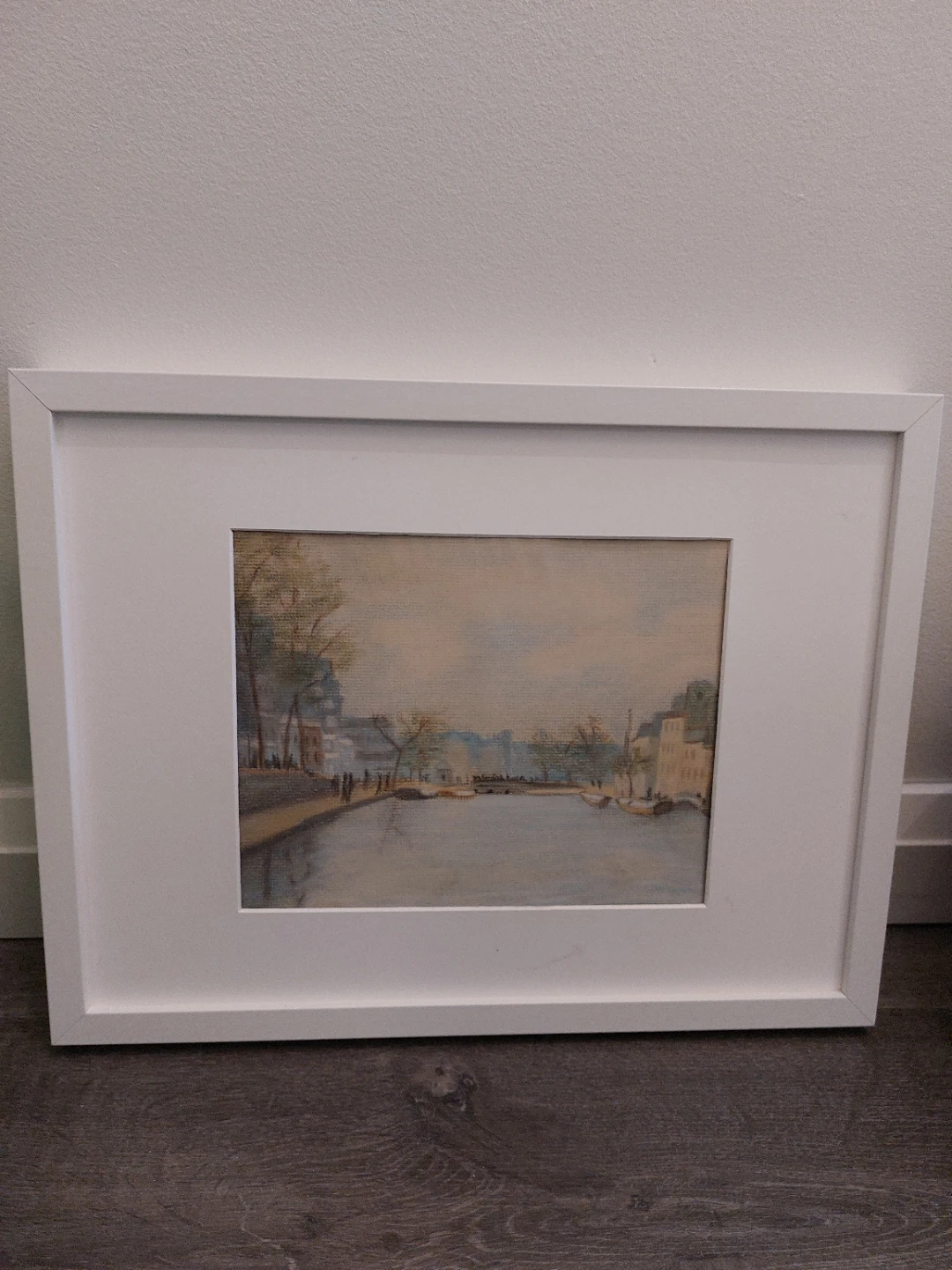 Framed Watercolour Painting of a Canal Scene - photo 4