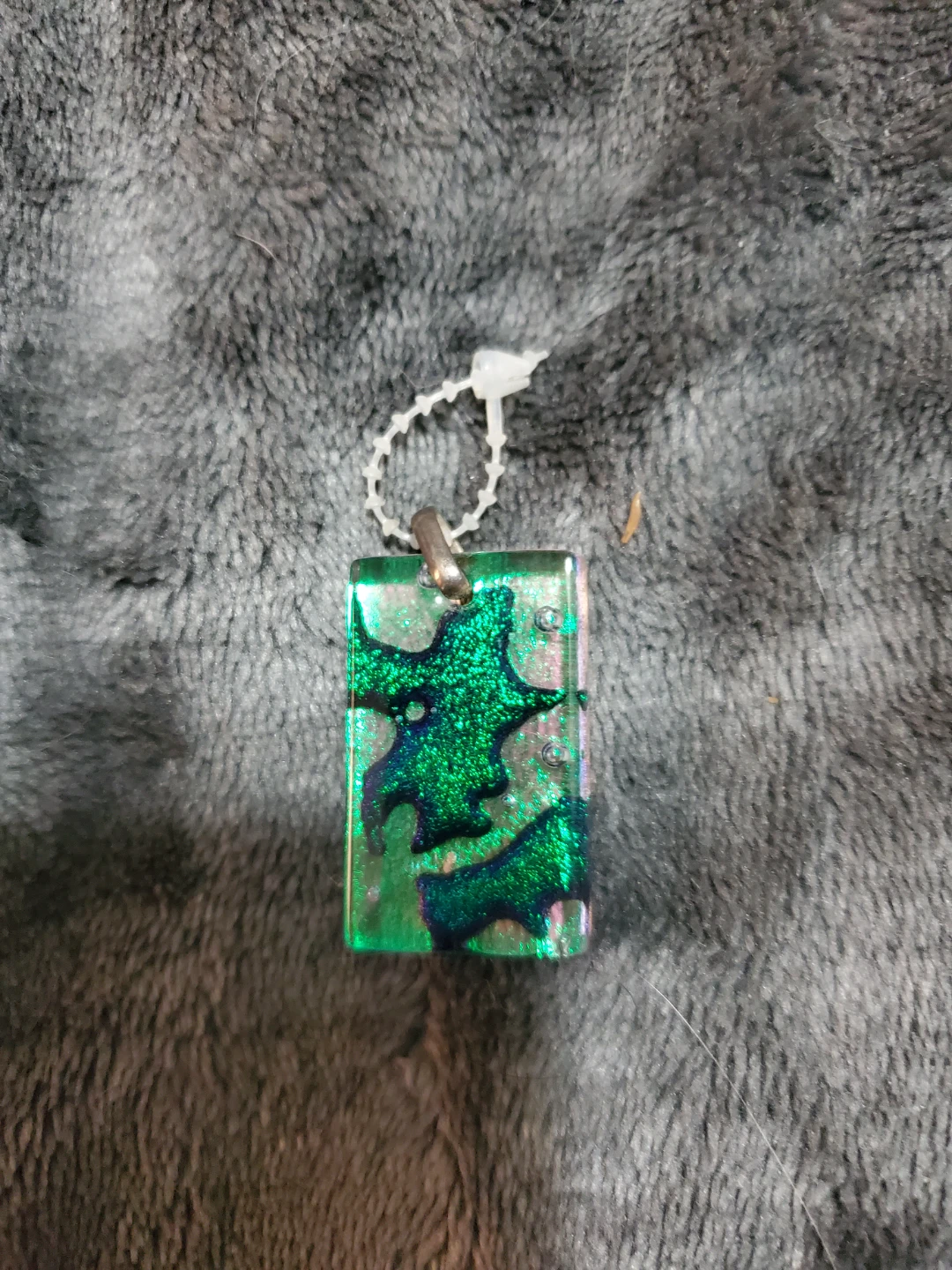 Handmade Green Sparkle Bat Pendant - photo 3
