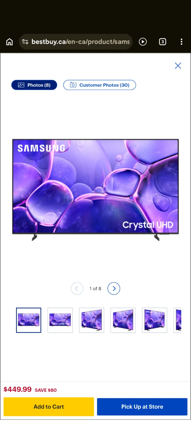Samsung 55" Crystal UHD U8000F Series 4K Smart TV