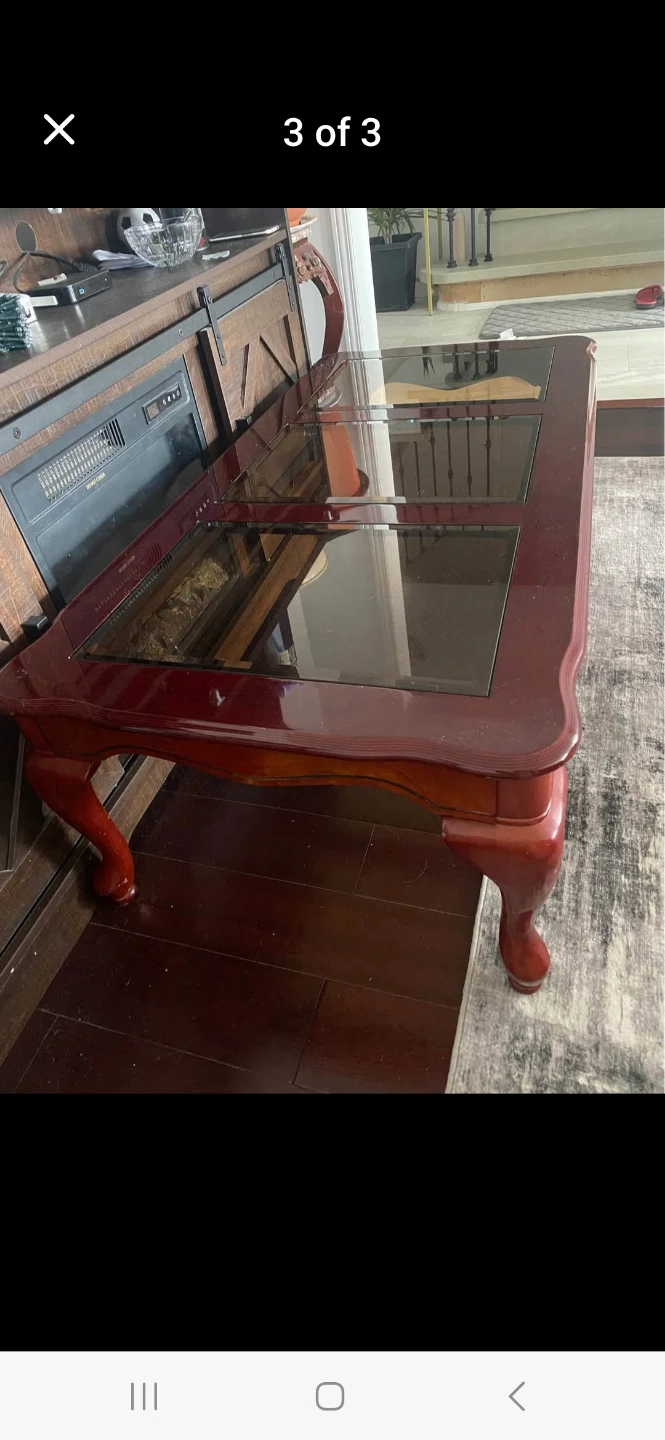 Dark Wood Coffee Table with Glass Top - photo 2