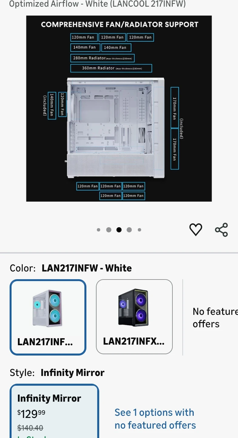 Lian Li Lancool 217 Inf Mirror ATX Computer Case - White - photo 5