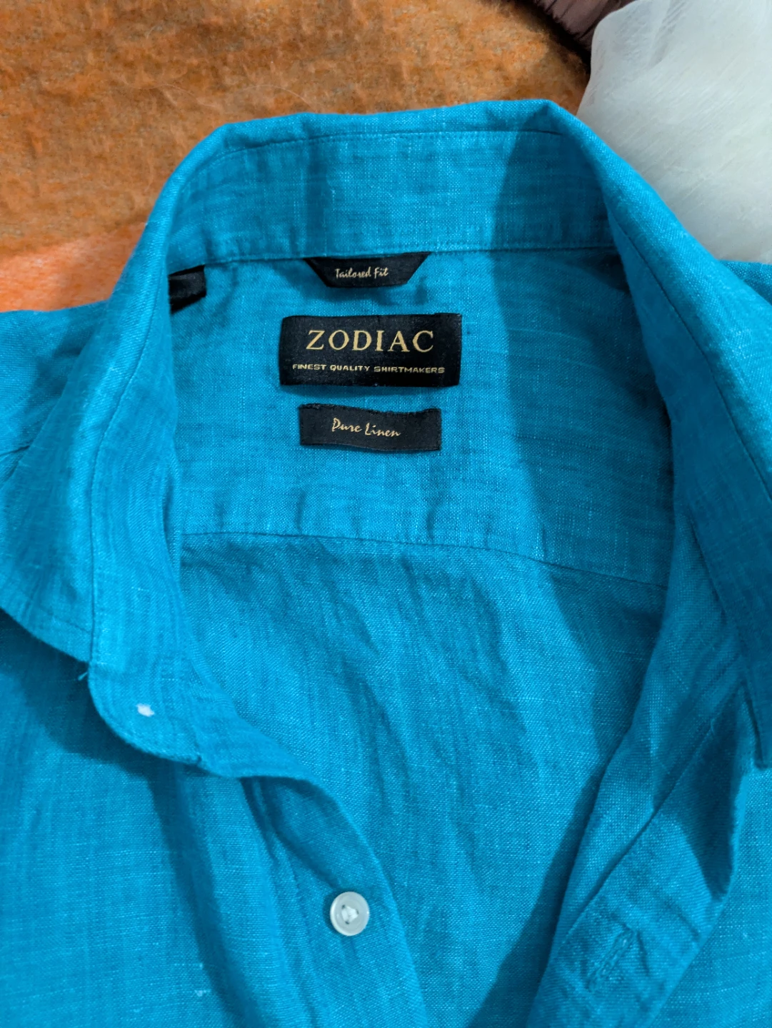 Zodiac Men's Teal Pure Linen Tailored Fit Long Sleeve Shirt - photo 3