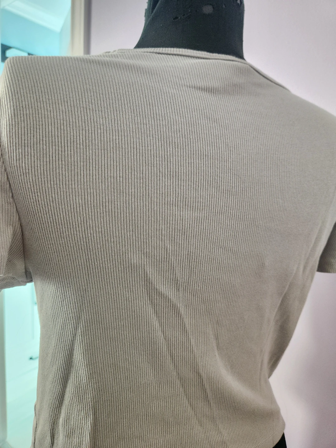 Light Green Ribbed Cropped T-Shirt - Size XL - photo 2