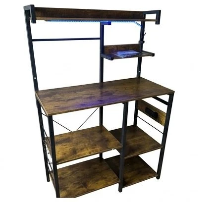 Rustic Wood Kitchen Baker's Rack with LED Light - photo 2