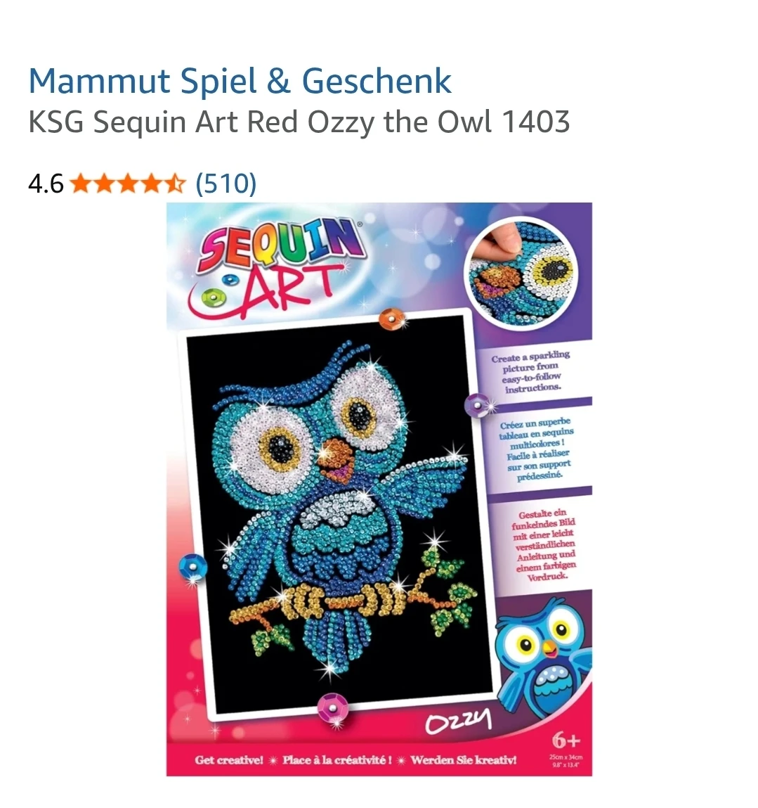Sequin Art Red Ozzy the Owl Picture Kit(new)