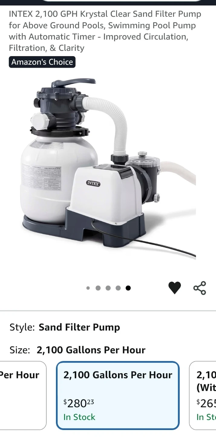 Intex Krystal Clear SX2100 Sand Filter Pump 2100 GPH