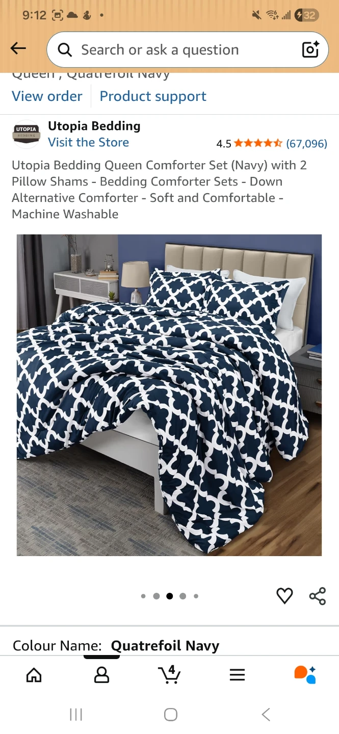 Utopia Bedding Queen Comforter Set - Quatrefoil Navy