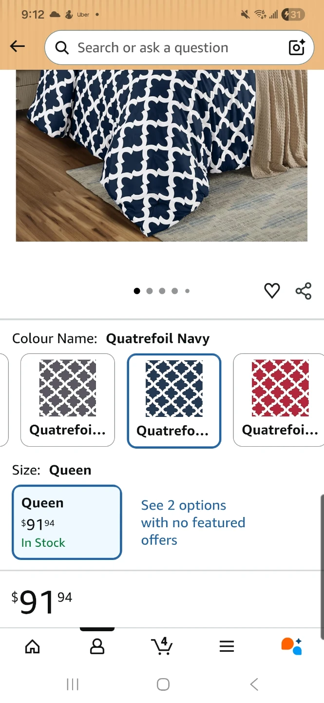 Utopia Bedding Queen Comforter Set - Quatrefoil Navy - photo 2