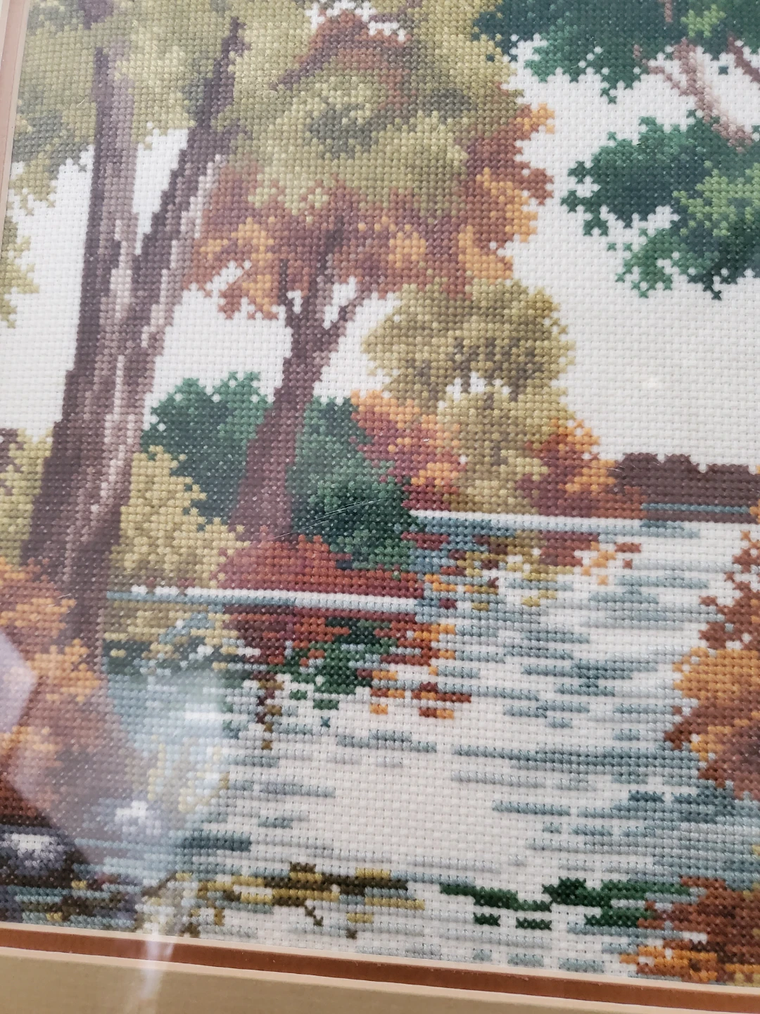 Framed Cross-Stitch Landscape Art - photo 5