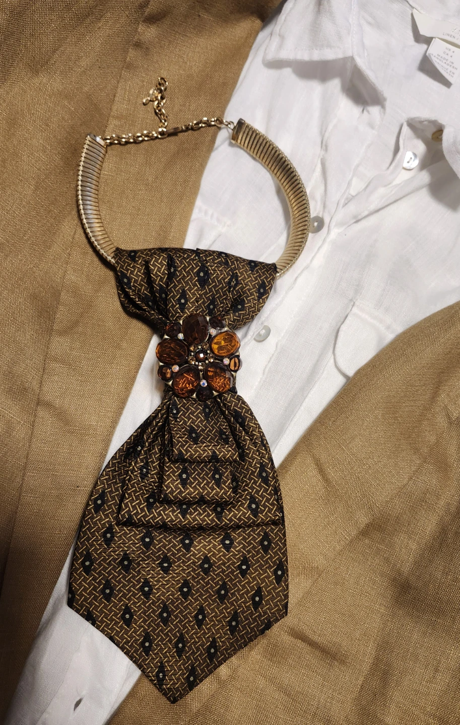 Handmade necktie/ brooch necklace - photo 5